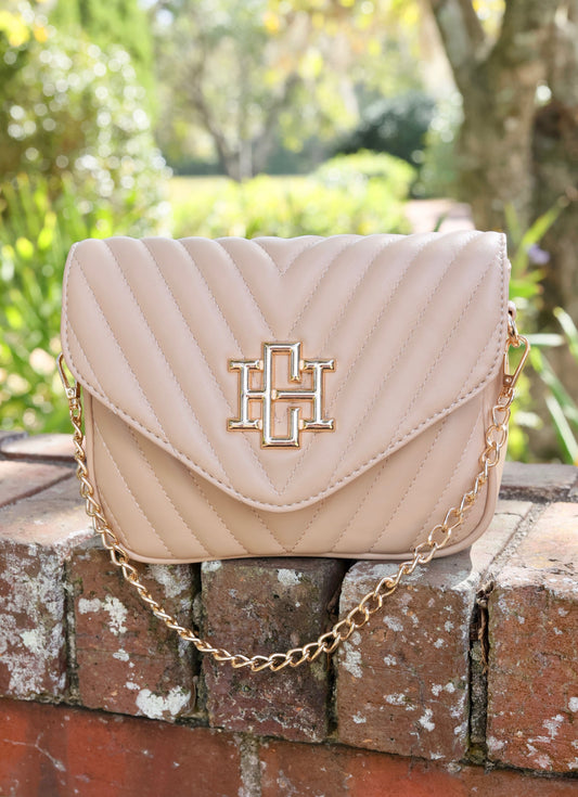 Angela Quilted Crossbody TAN V Quilted