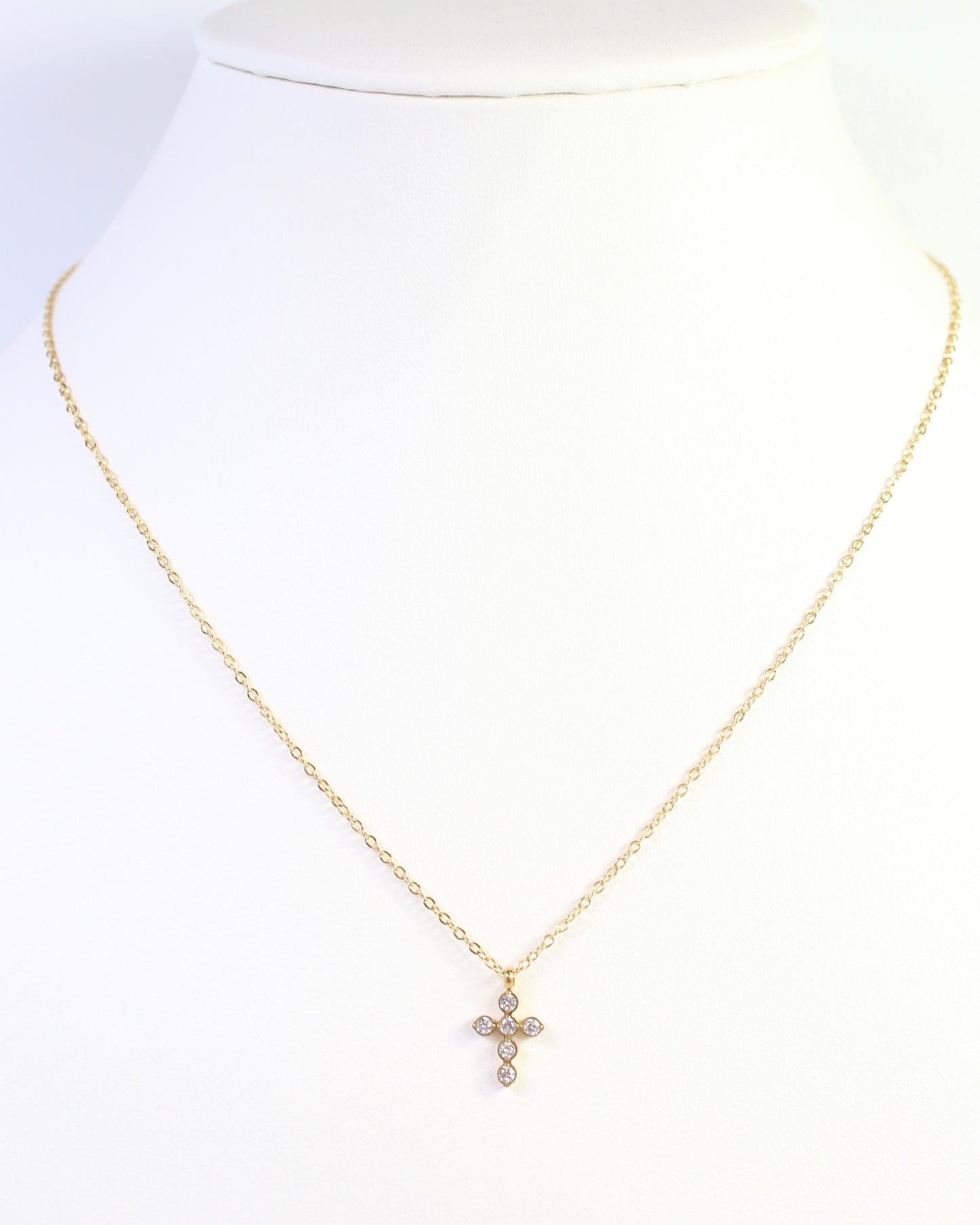 Hyannis CZ Cross Necklace Gold