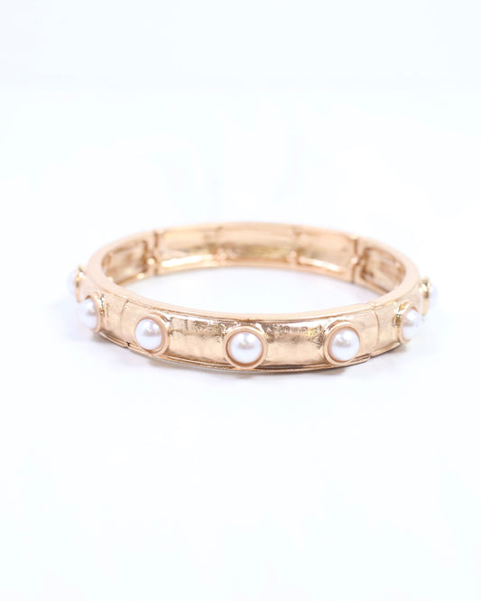 McKenna Stone Stretch Bracelet Pearl
