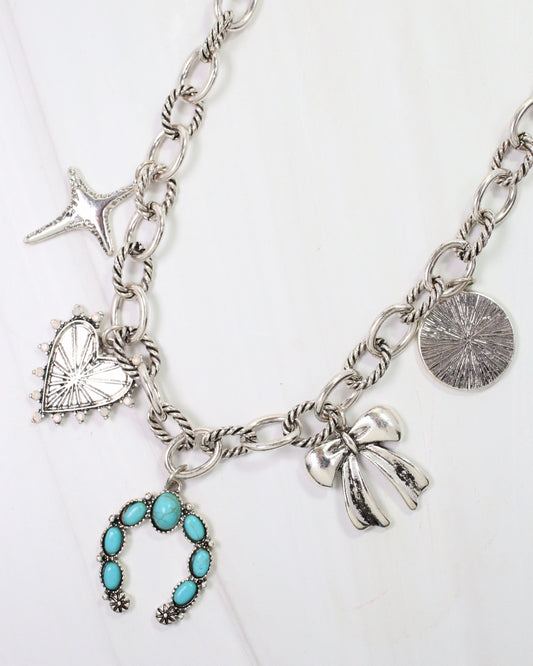 Denver Western Charm Necklace Silver