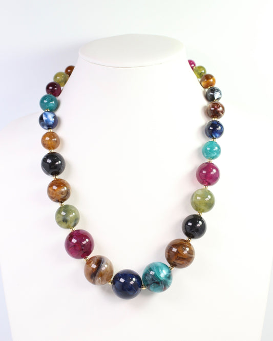 Cambridge Chunky Marble Necklace Dark Multi