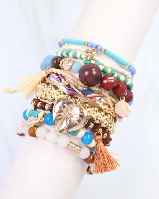 Xenia Beaded Stretch Bracelet Set Blue Multi
