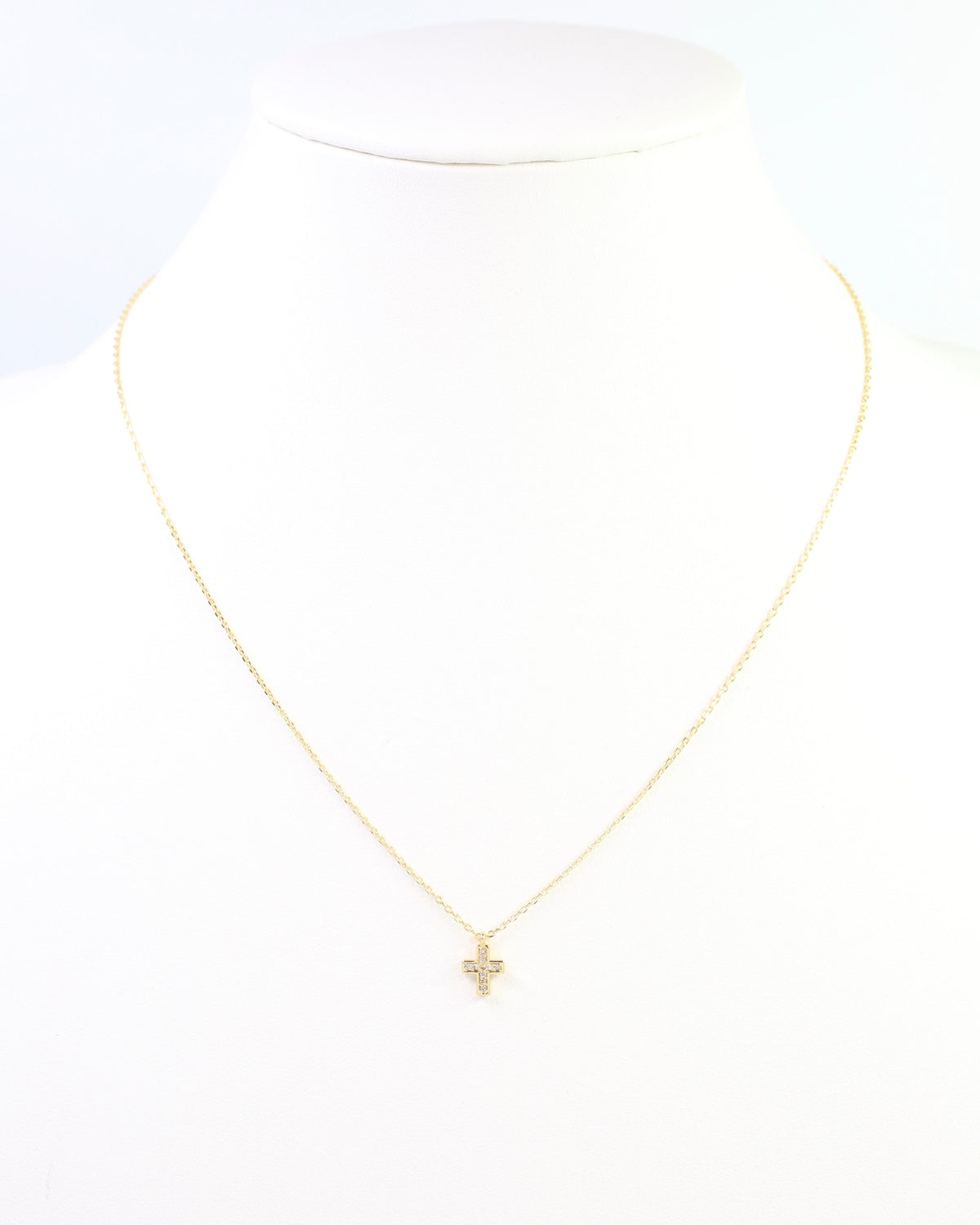 St Augustine CZ Cross Necklace WR Gold