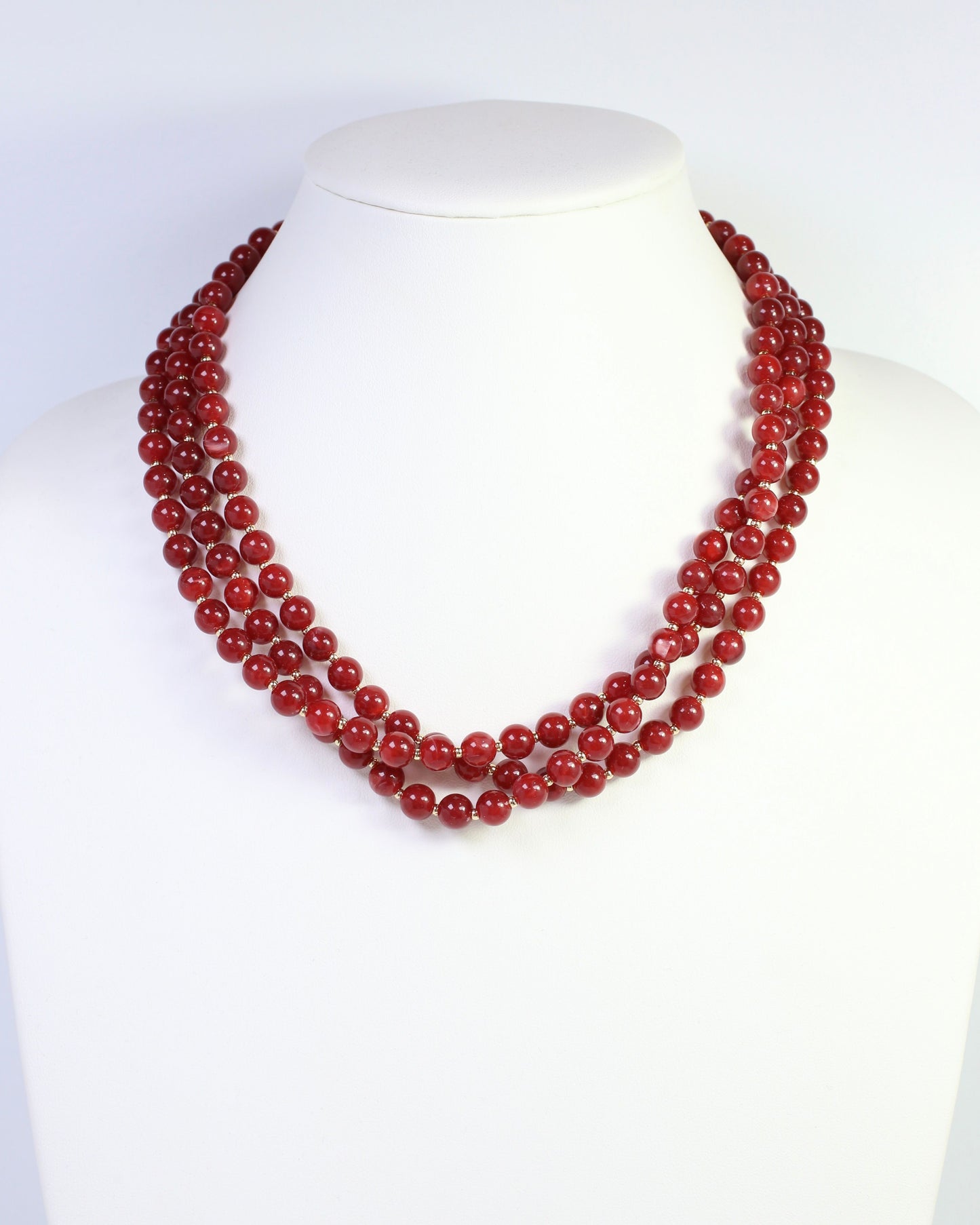 Brinley Beaded Layered Necklace Burgundy