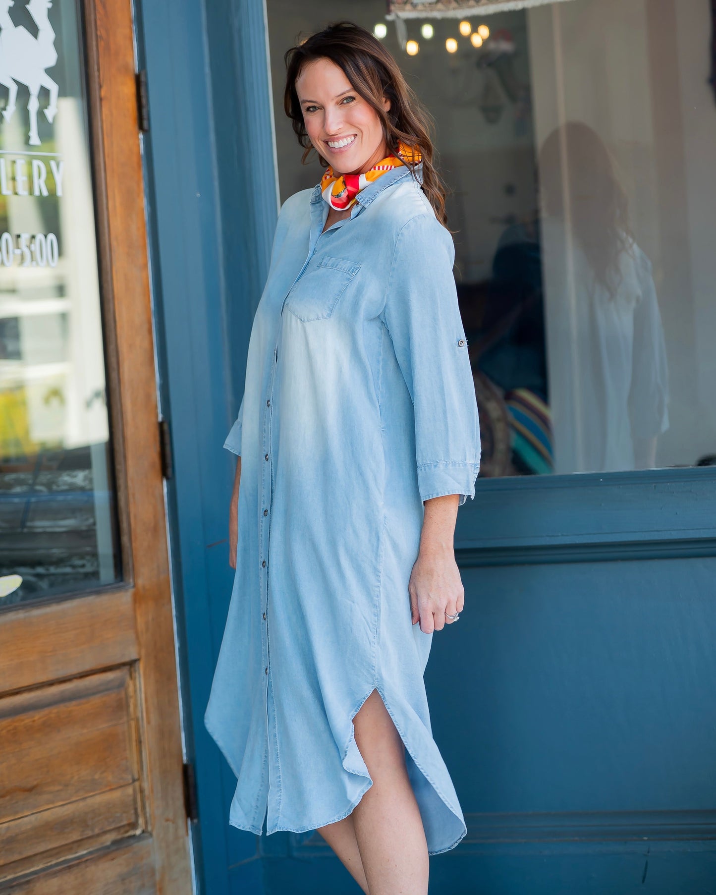 Loveland 3/4 Sleeve Denim Shirt Dress