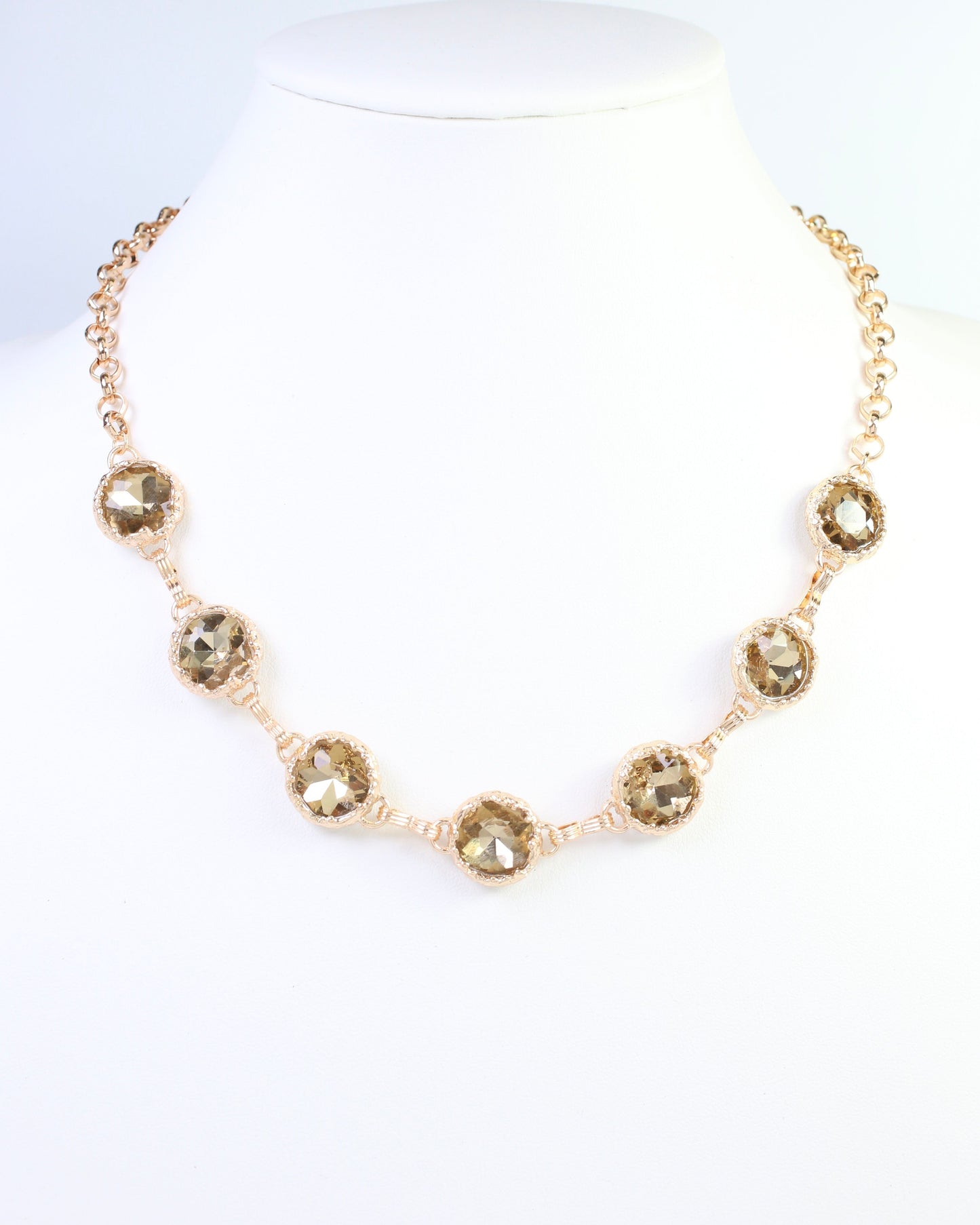 Leah Crystal Link Necklace Topaz