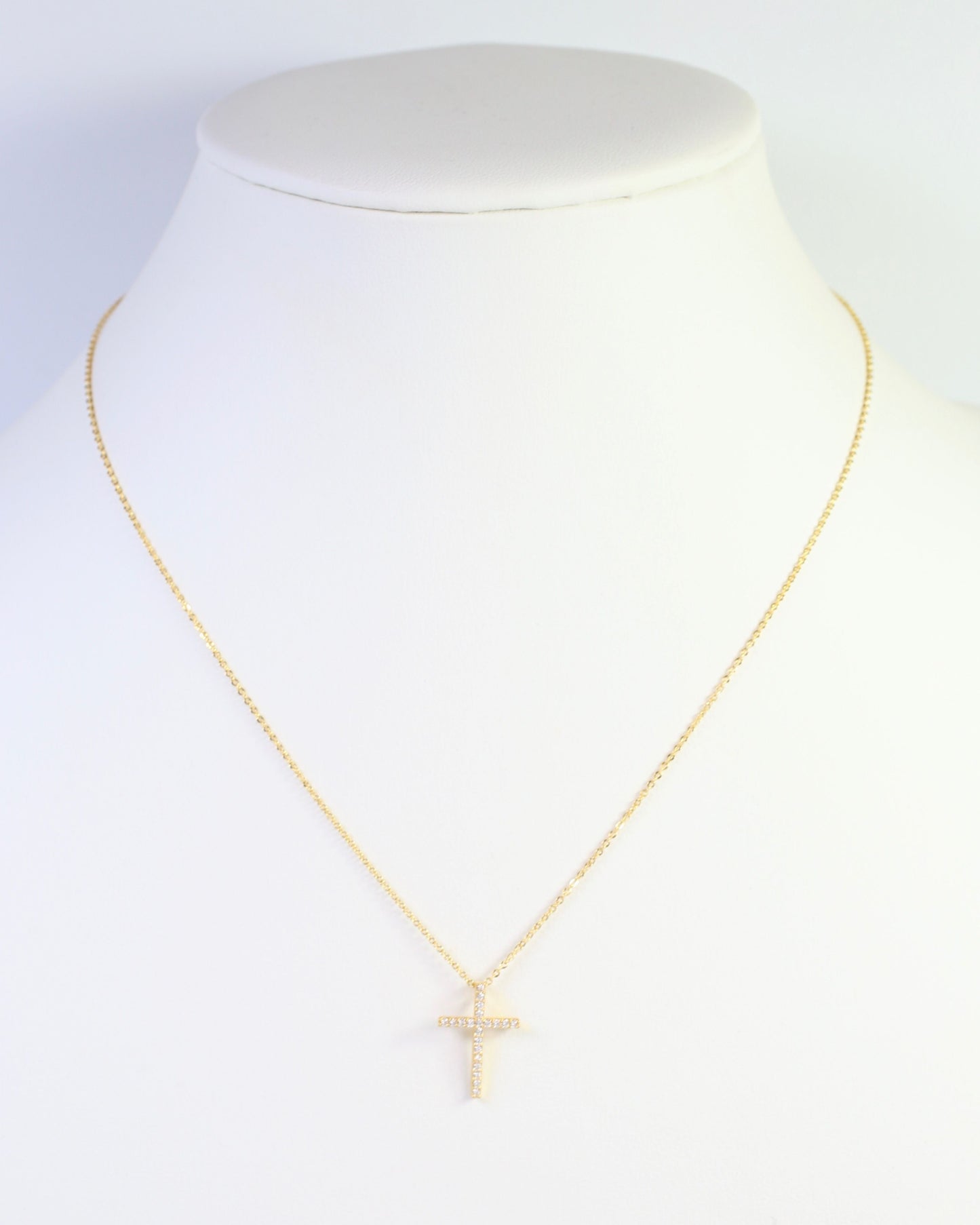 Millville CZ Pave Cross Necklace Gold