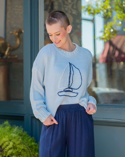 Shelly Baby Blue Sailboat Sweater