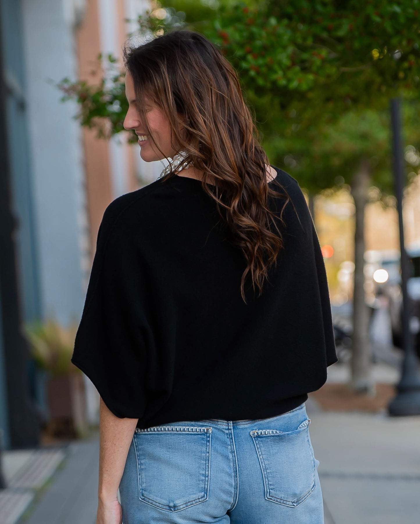 Charlotte Dolman Sleeve Sweater-Black