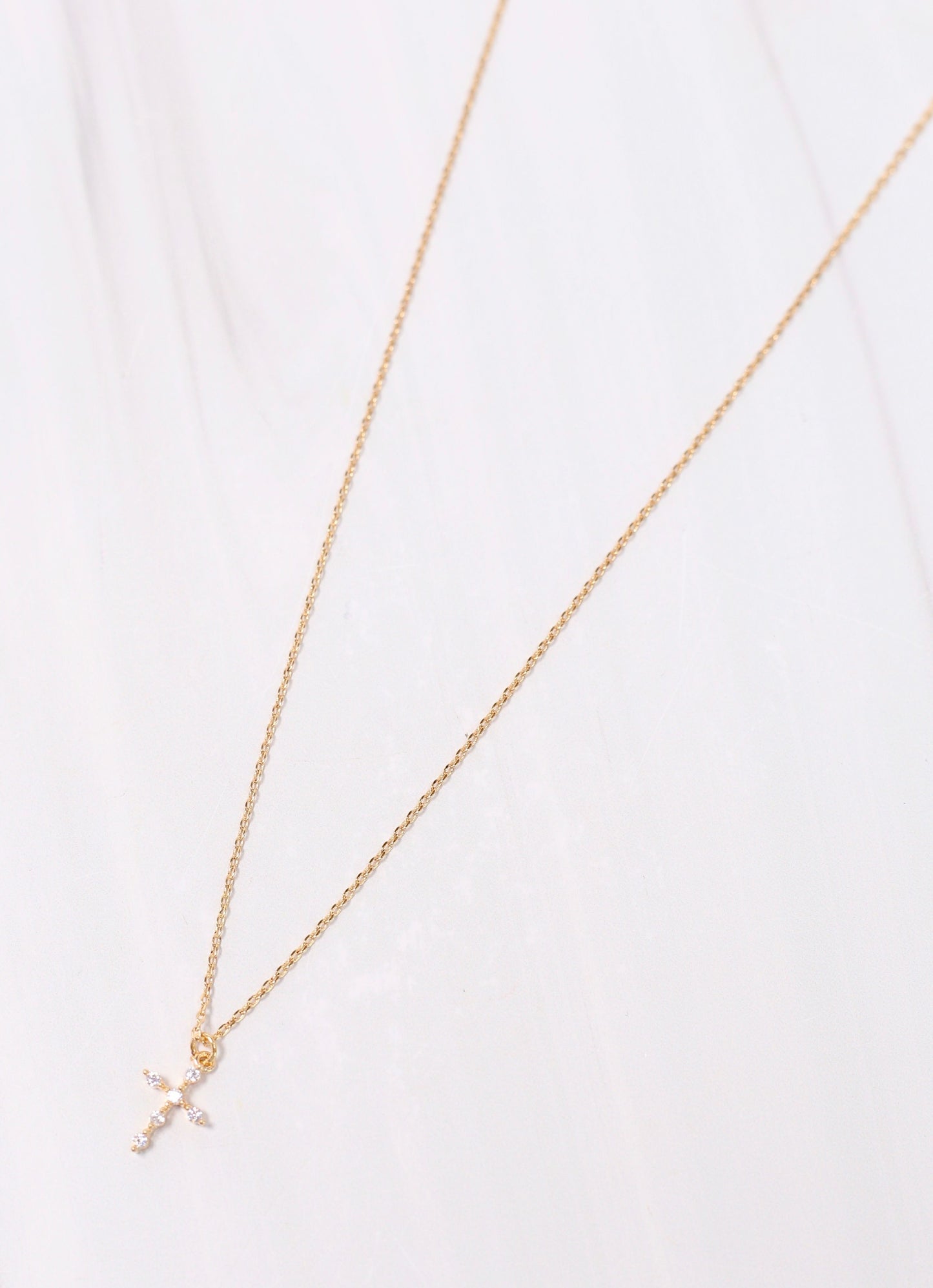 Belief CZ Cross Necklace Gold