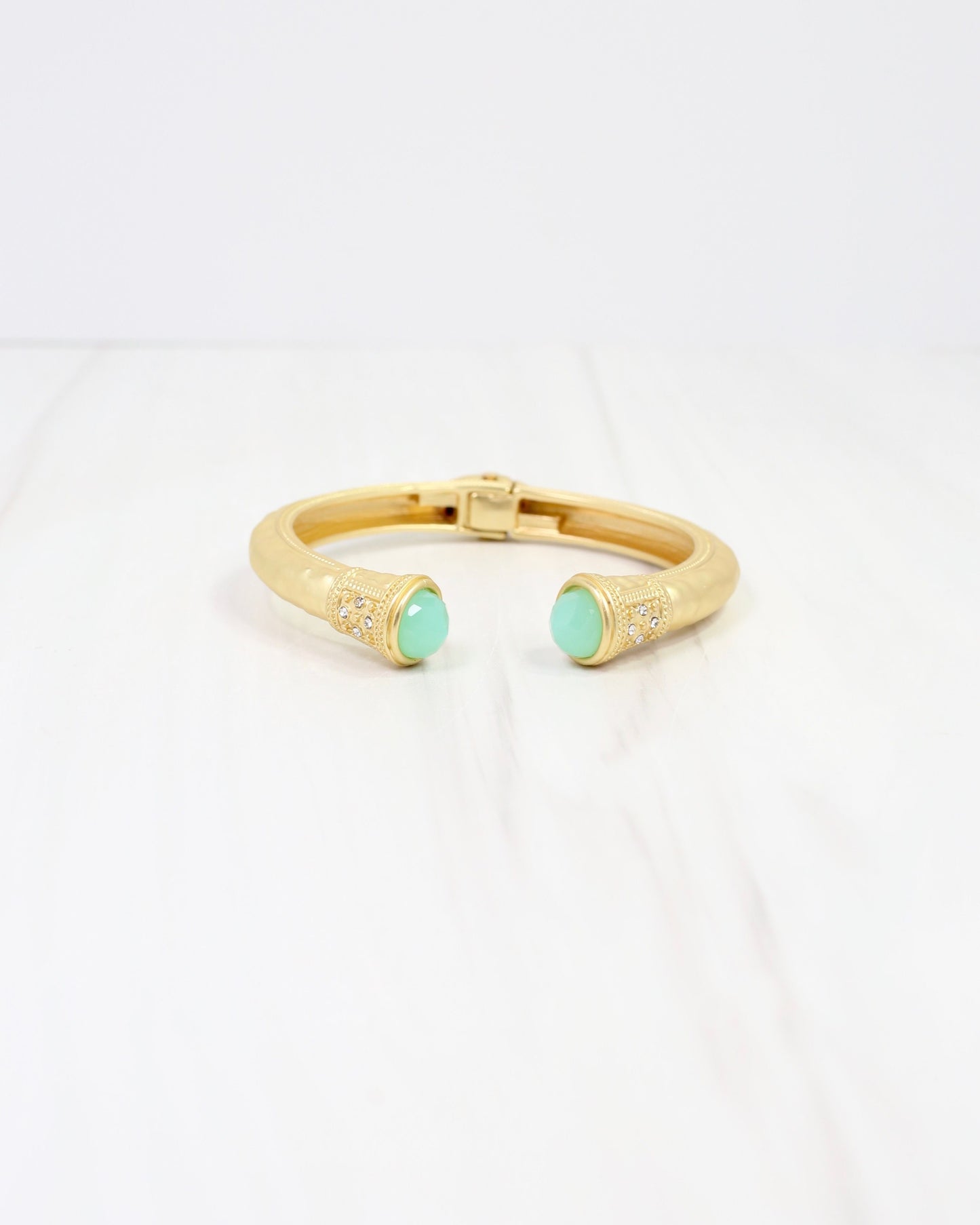 Colette Hammered Hinged Cuff Bracelet Mint
