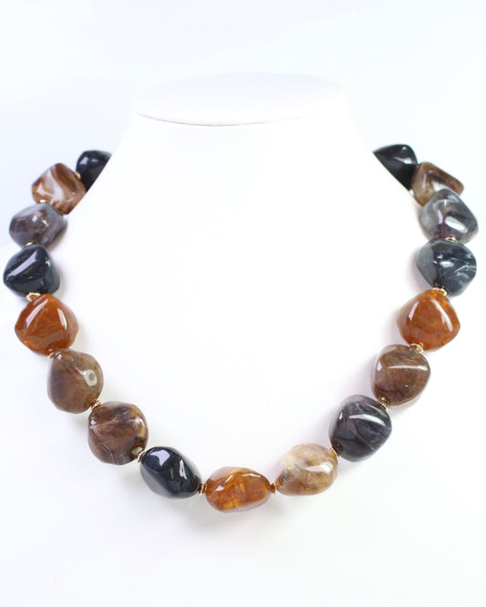 Sasser Beaded  Necklace Brown Multi