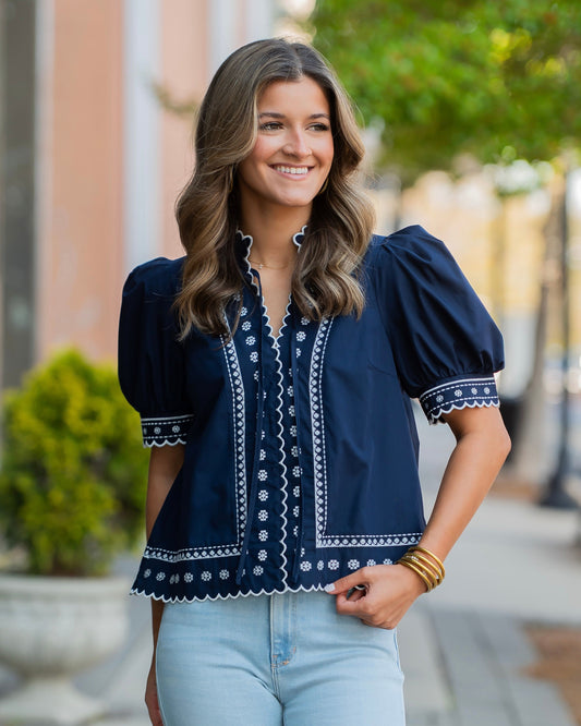 Denver Embroidered Detail Top