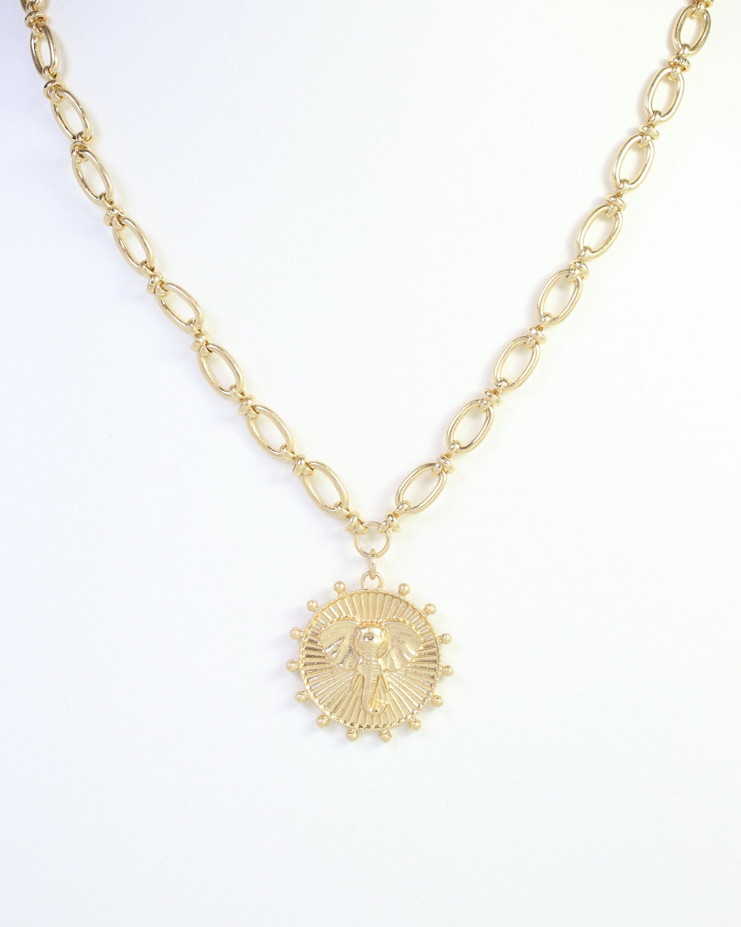 Carmen Coin Necklace Elephant Worn Gold