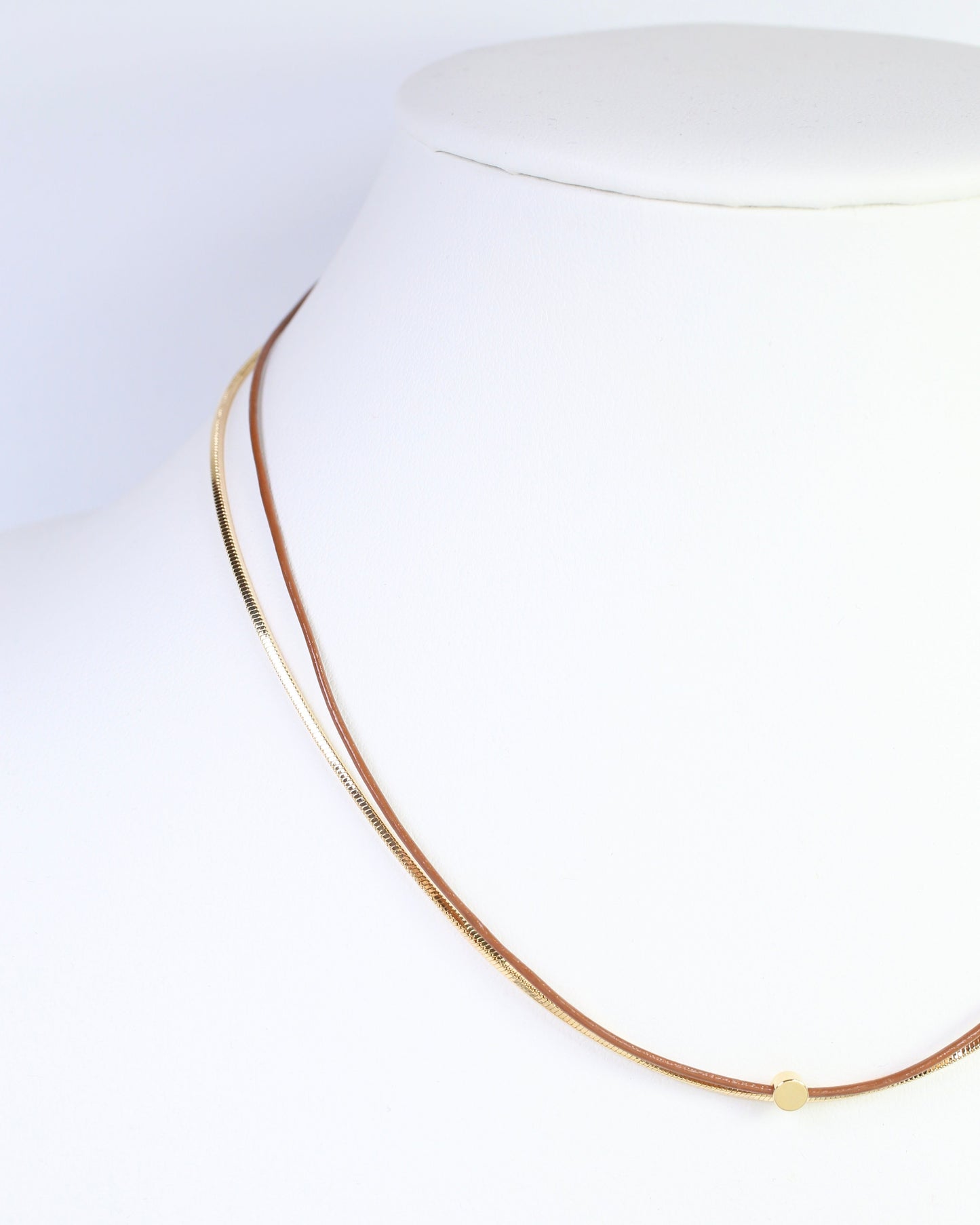Paula Cord and Chain Layered Necklace Brown