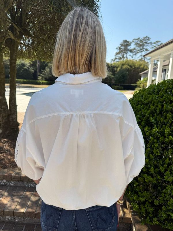 Silvia White Collared Top