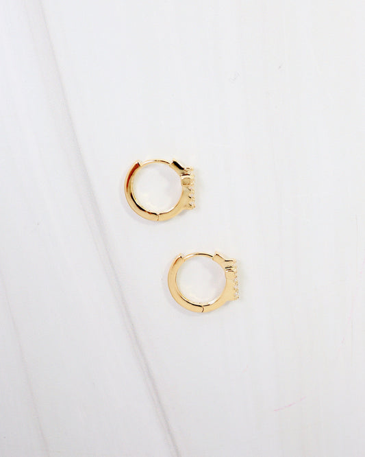 Las Cruces CZ Cross Huggie Earring WR Gold