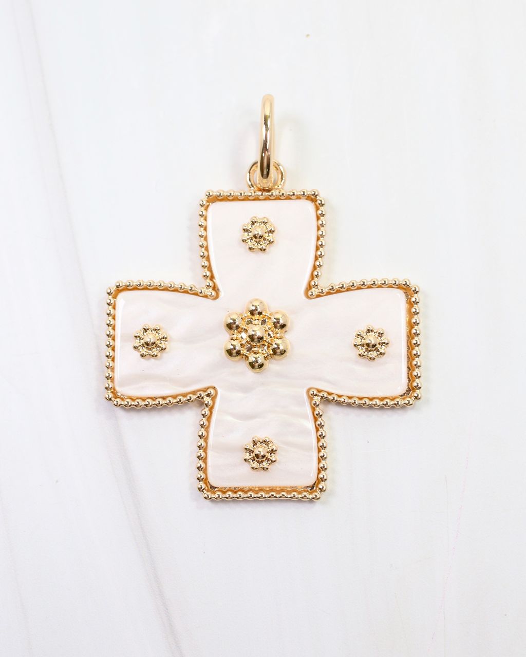 Carol Large Cross Charm Mother Of Pearl