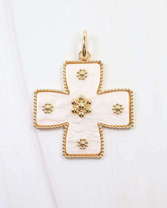 Carol Large Cross Charm Mother Of Pearl