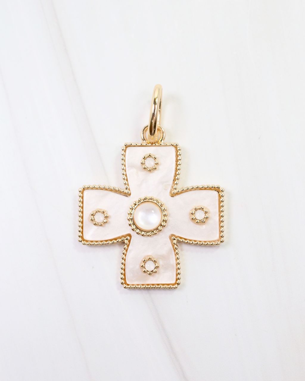 Cayce Small Cross Charm Mother Of Pearl
