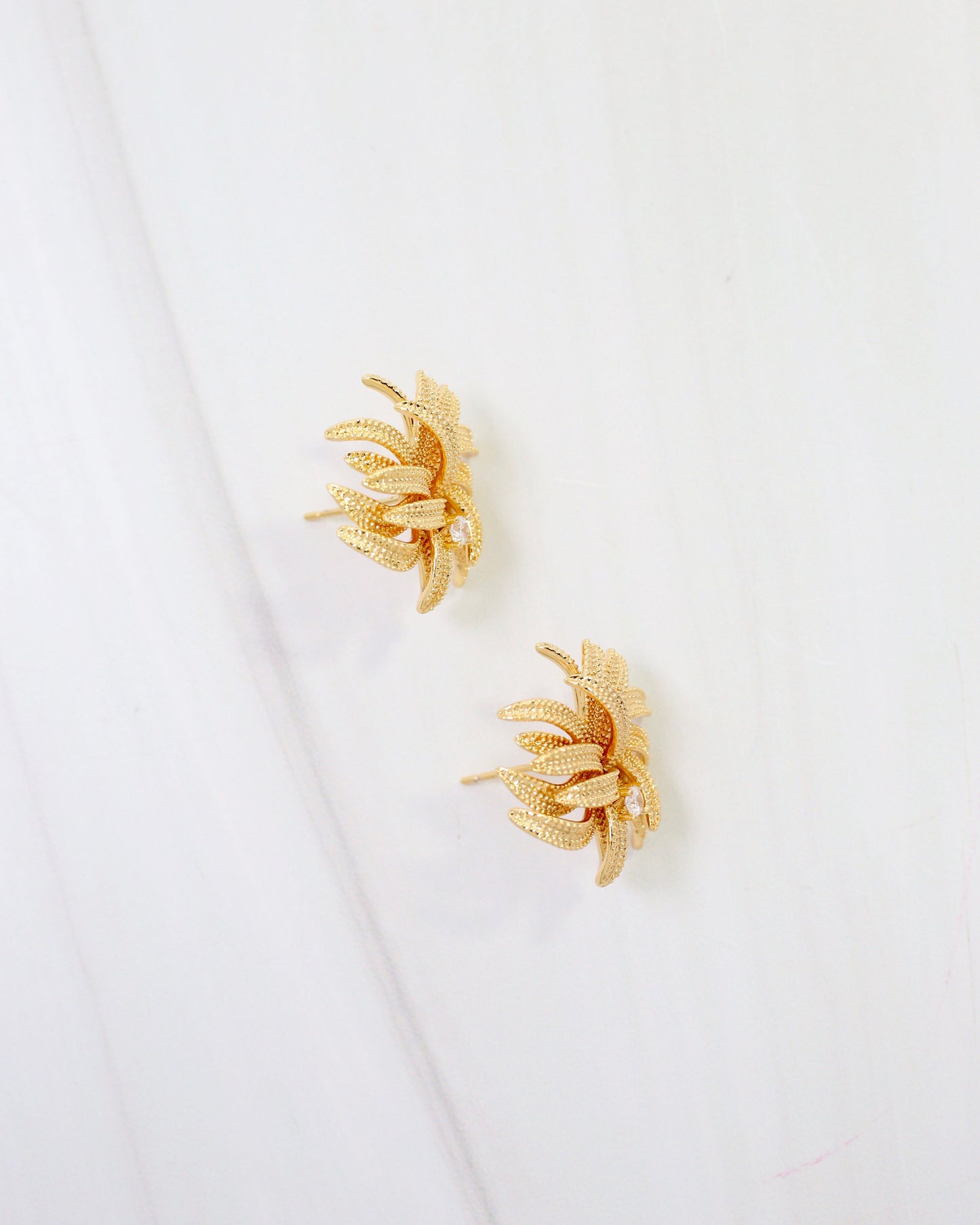 Newark Textured Cluster Earring WR Gold