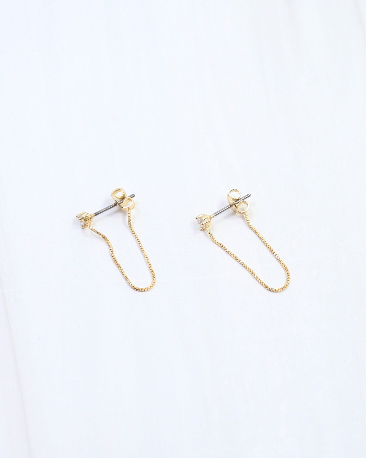 Emarie CZ Chain Earring WR Gold