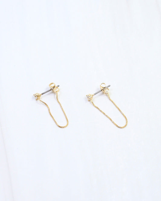 Emarie CZ Chain Earring WR Gold