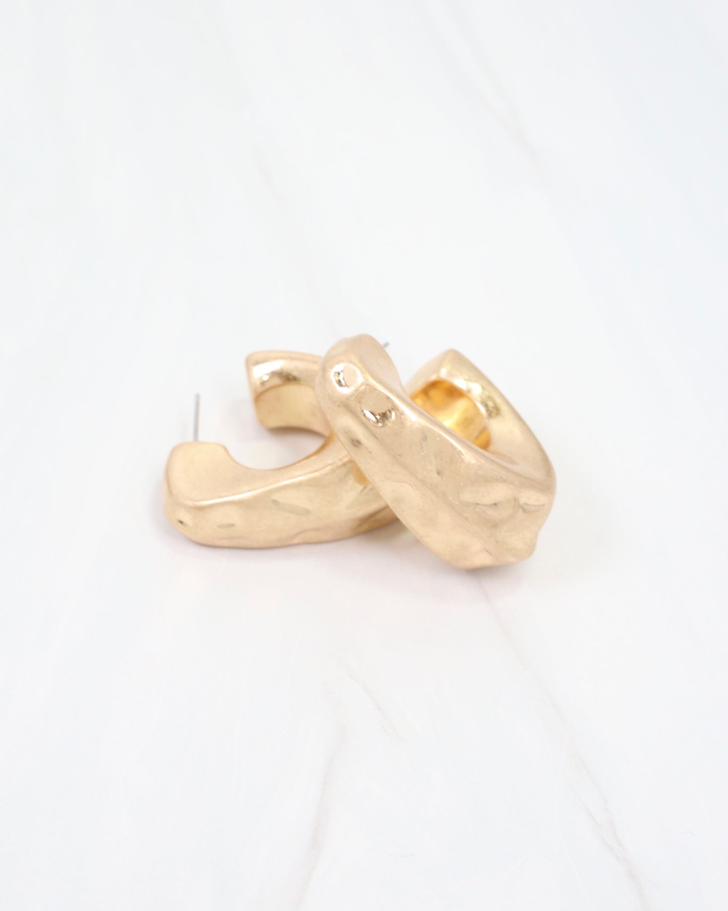 Kaylee Hammered Hoop Worn Gold