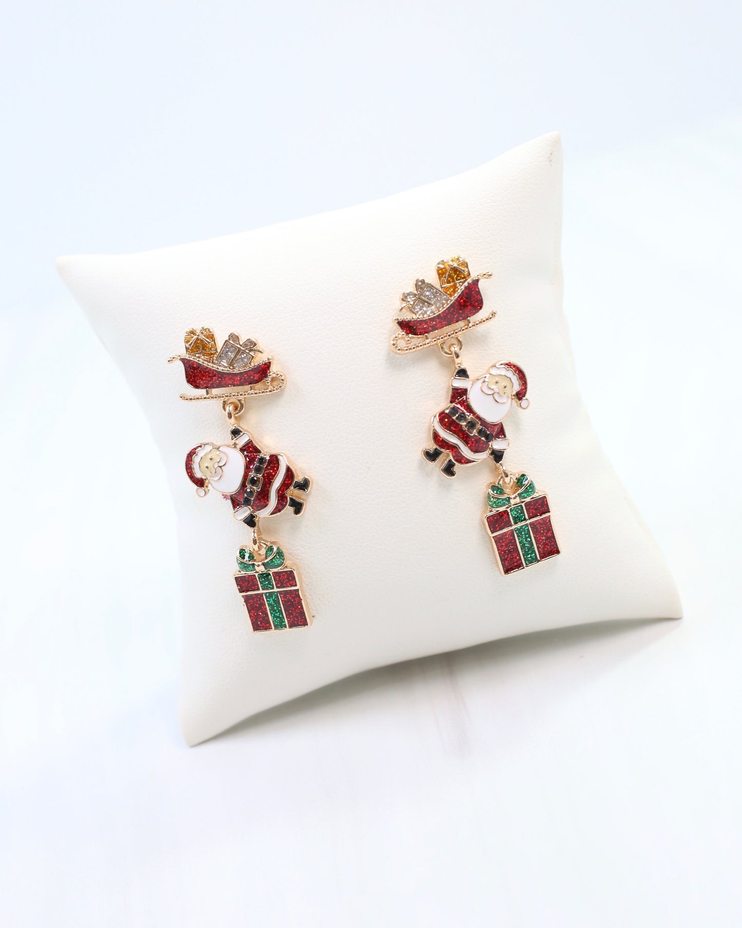 Santa on his Way Earring Red