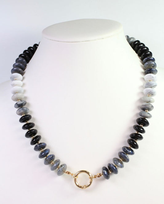 Fort Kent Stone Beaded Toggle Necklace Black Mix