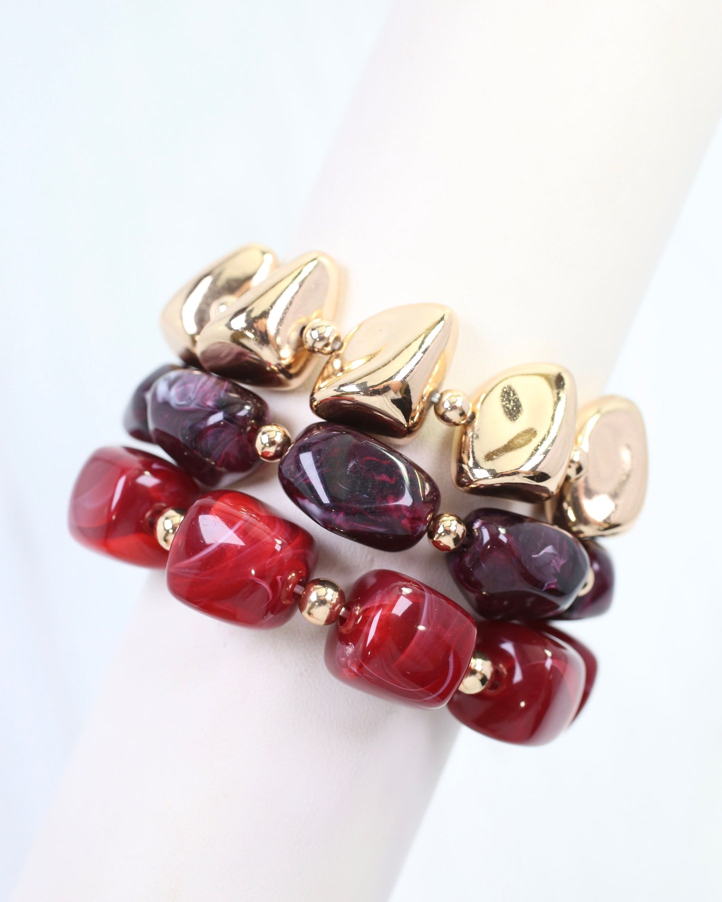 Rayna Beaded Bracelet Set Burgundy