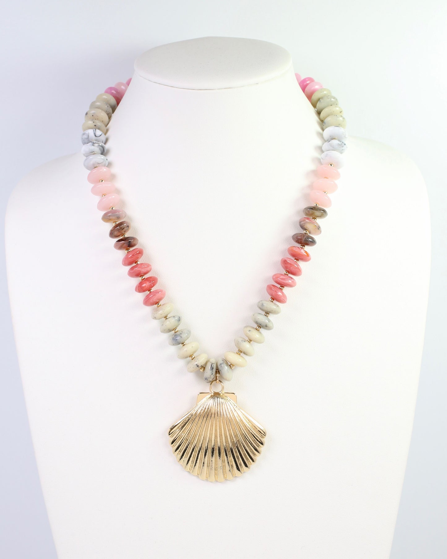 Scally Shell Beaded Necklace Pink Multi
