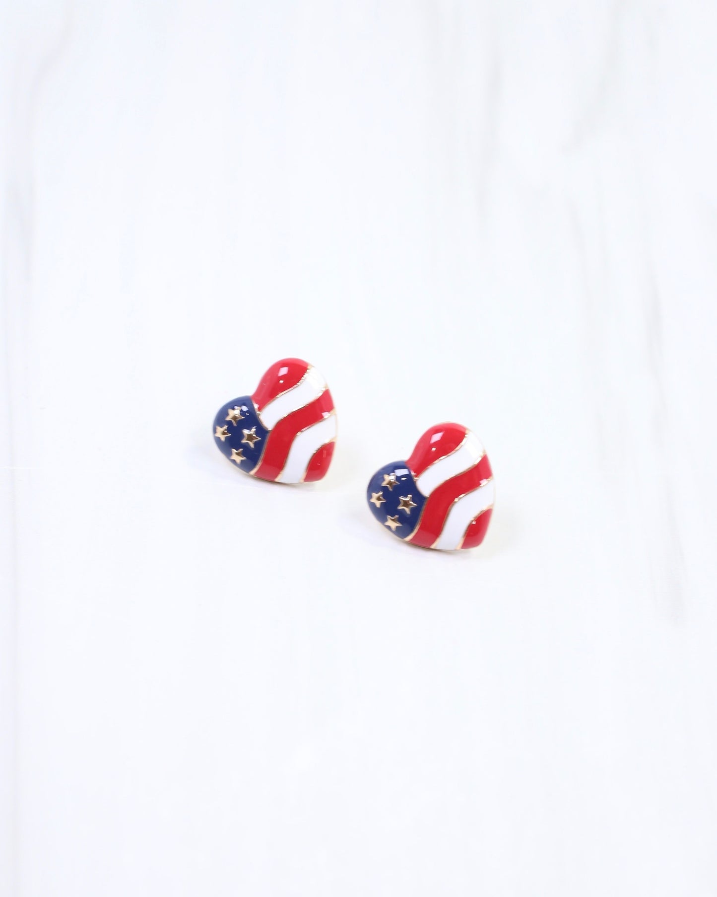 Banner Heart Stud Earring Red Blue