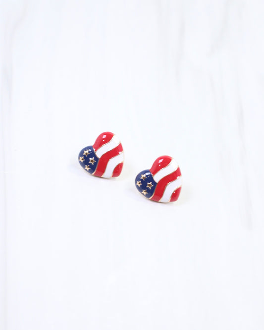 Banner Heart Stud Earring Red Blue