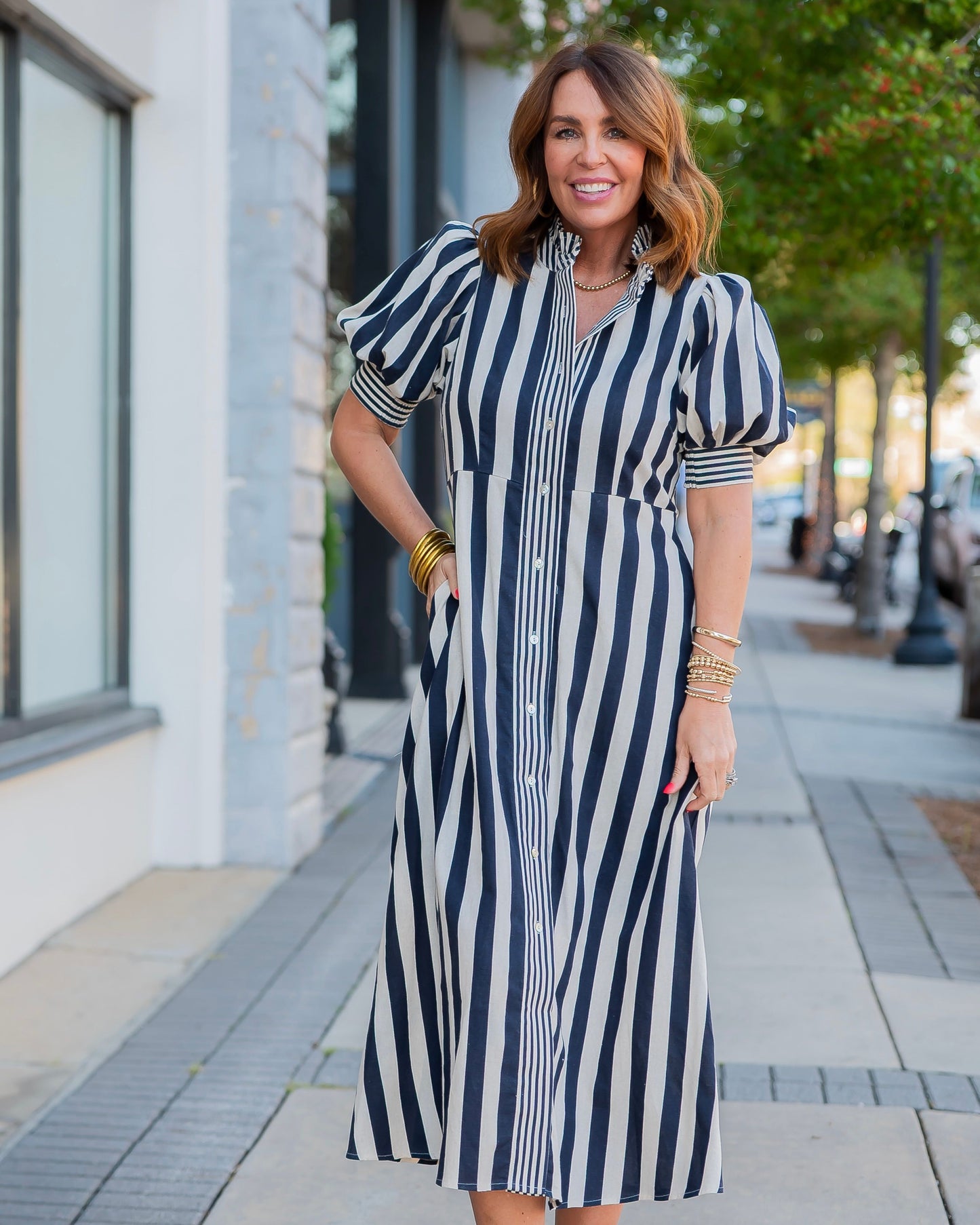 Vienna Striped Button Down Dress