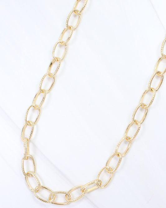Niles Textured Link Necklace Gold