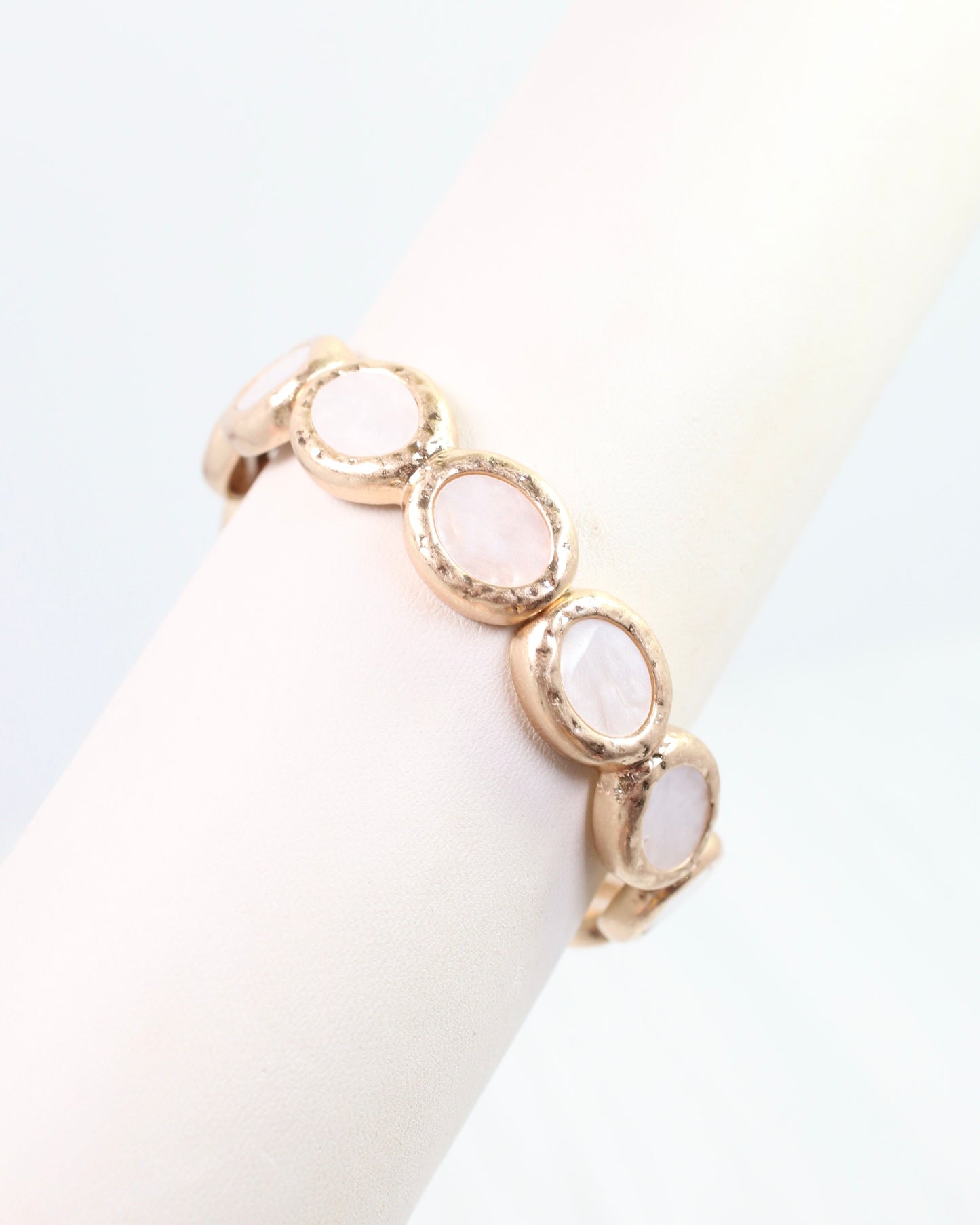 Devina Oval Stone Stretch Bracelet Worn Gold