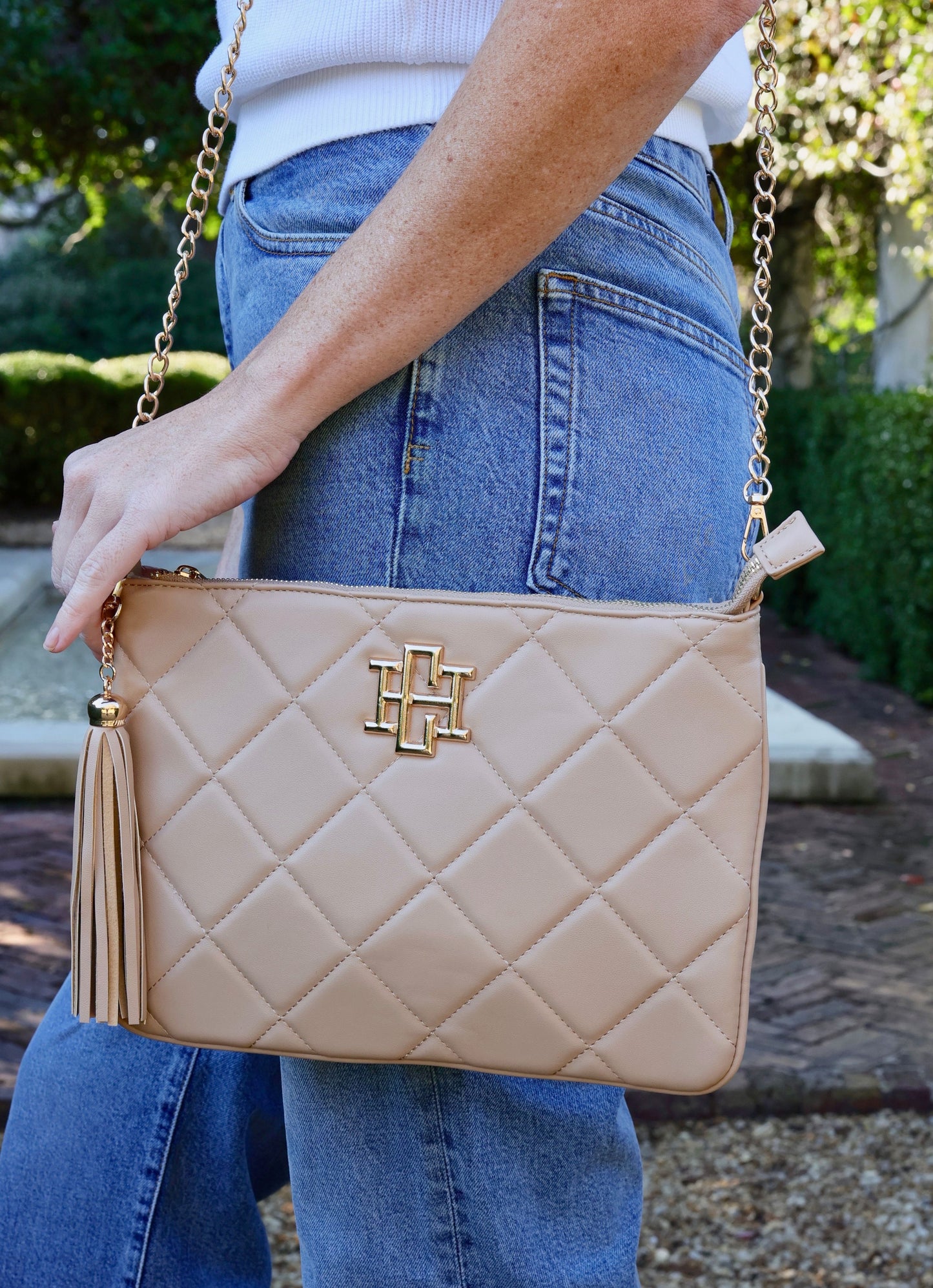 Madelyn Clutch/Crossbody TAN QUILTED LD