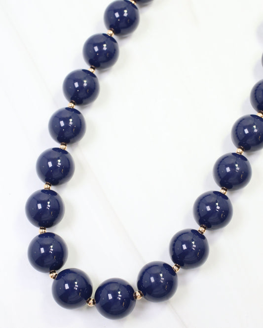 Megan Beaded Necklace Navy