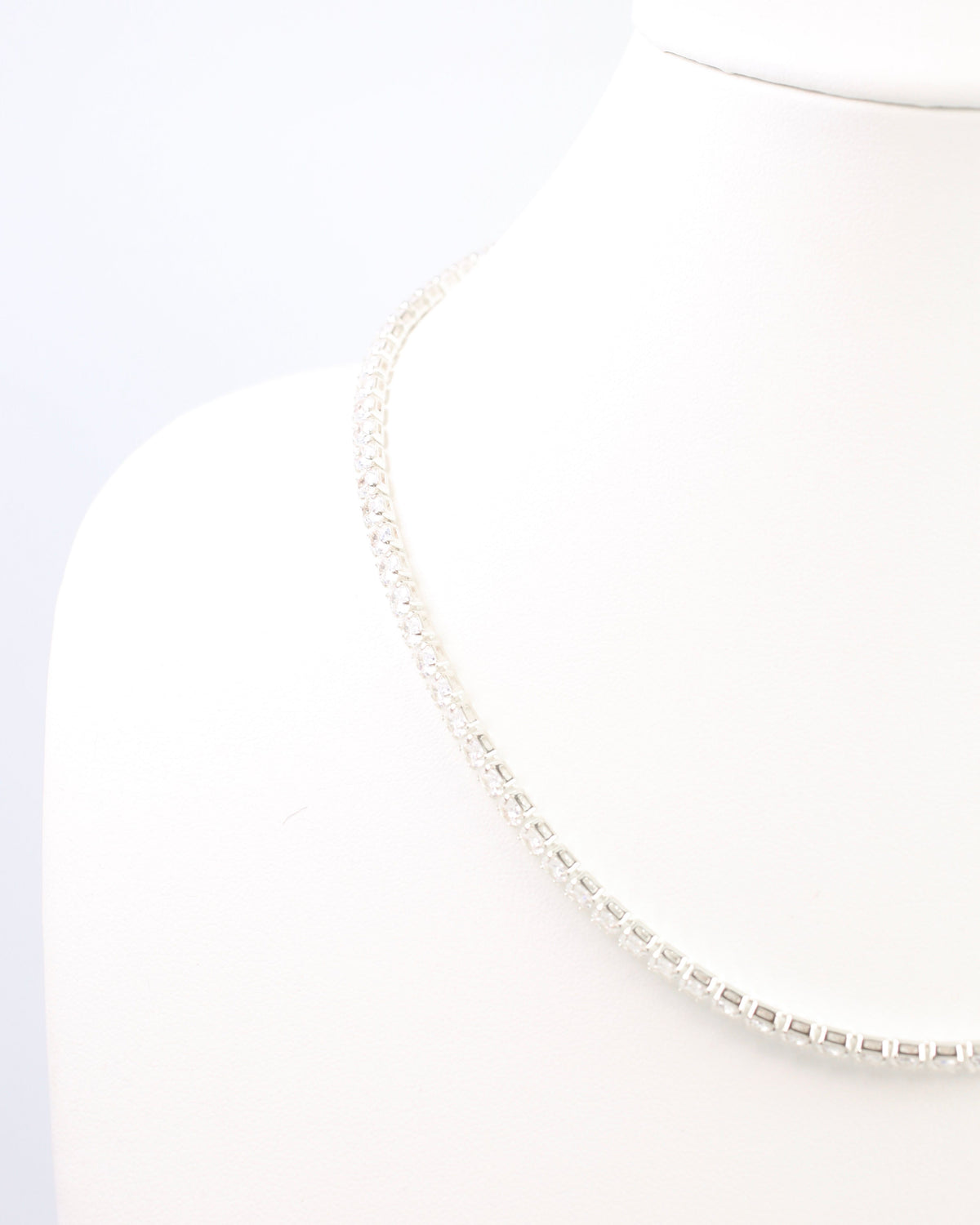 Luna Large CZ Tennis Necklace WR Silver