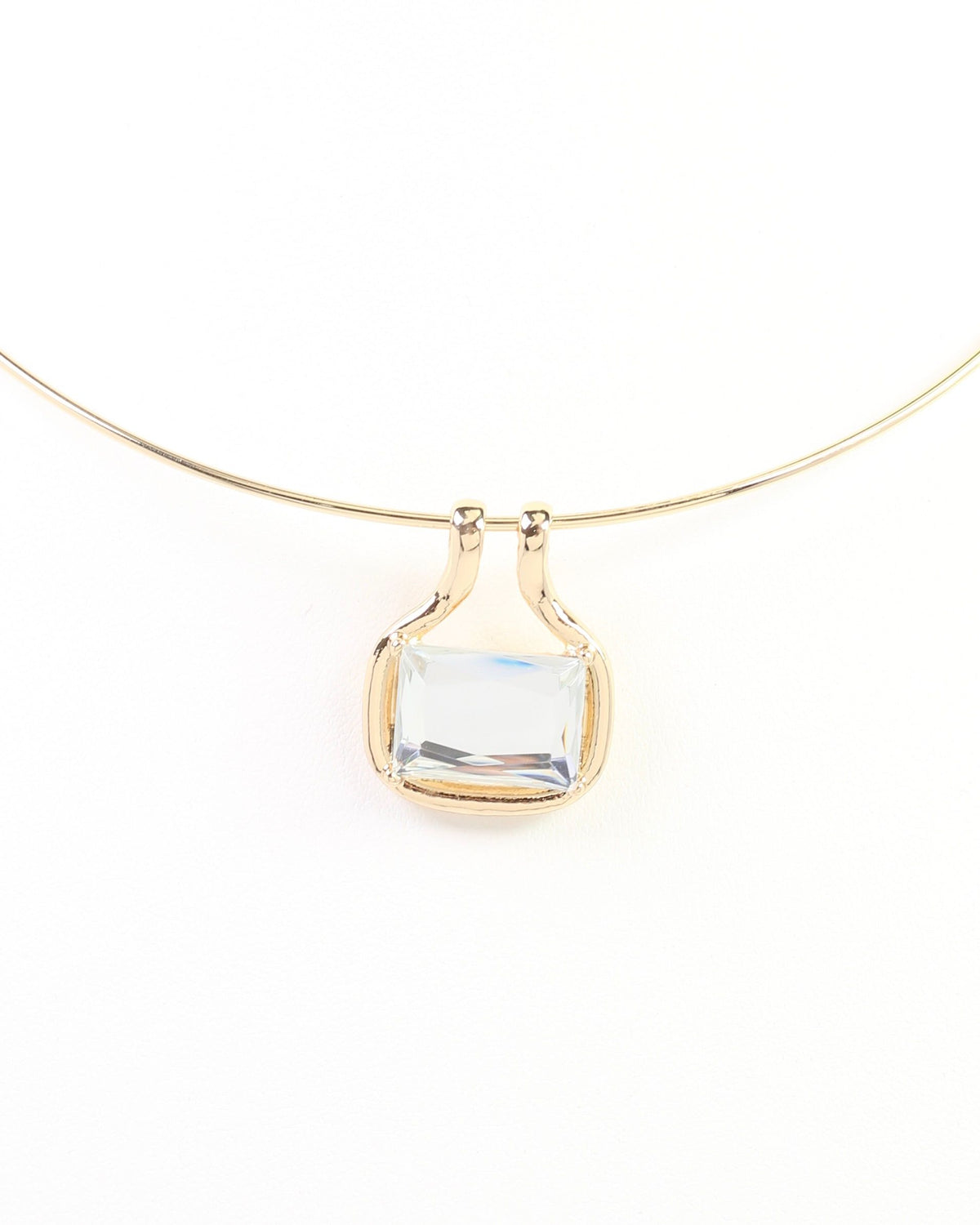 Griffin Wire and Crystal Necklace Clear
