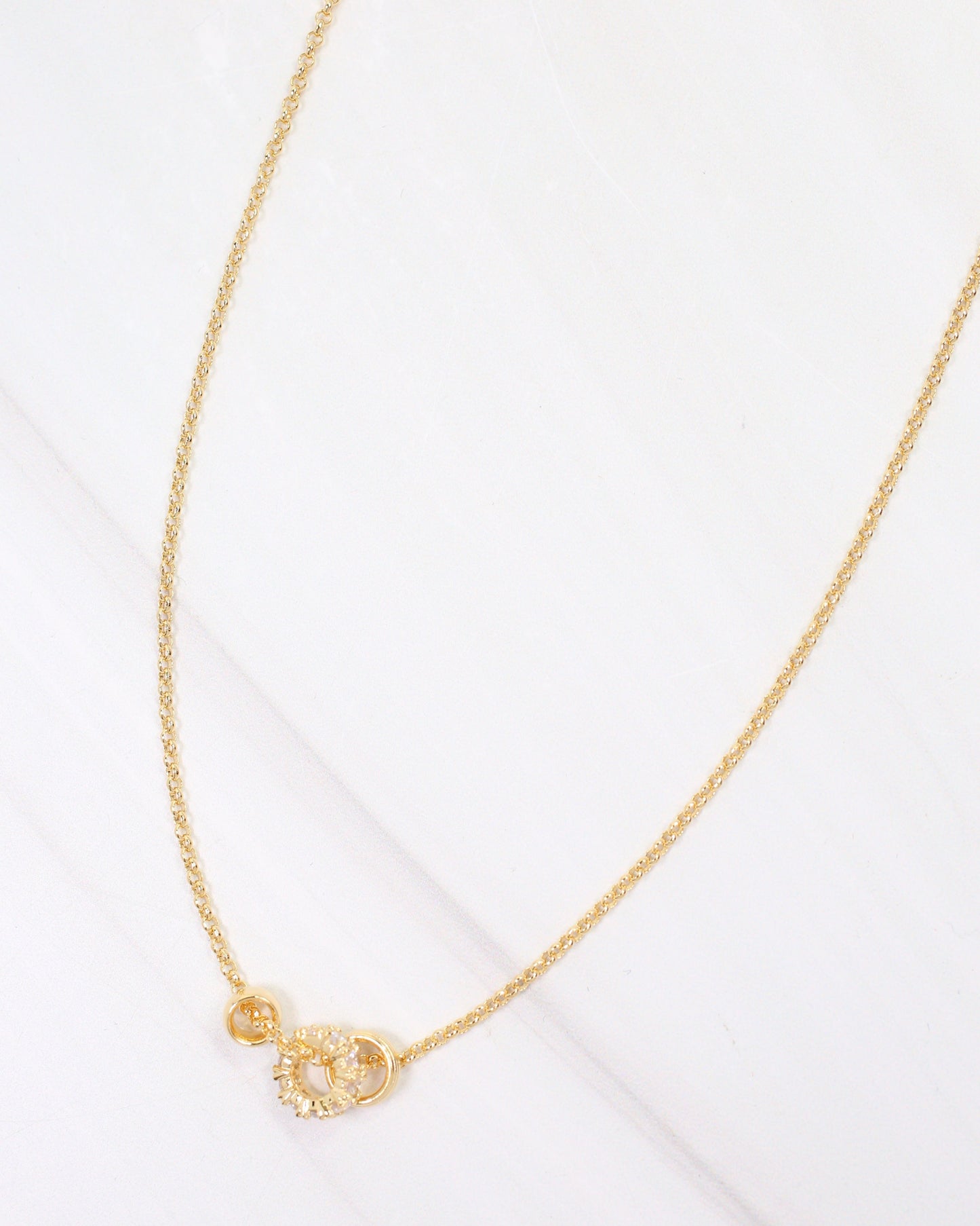 Kearney CZ Rondelle Charm Necklace WR Gold