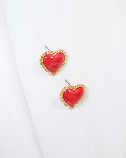Maryville Heart Stud Earring Red