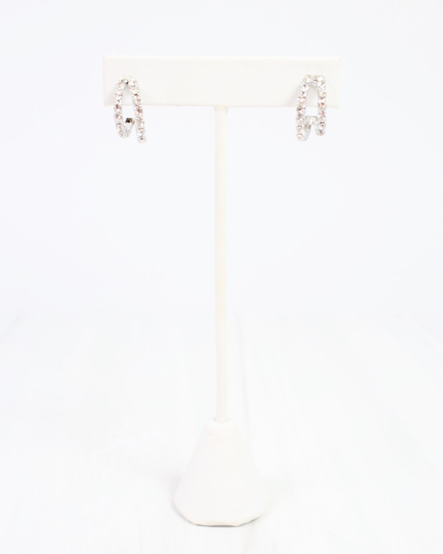 Crystal Rounded Double Hoop Silver