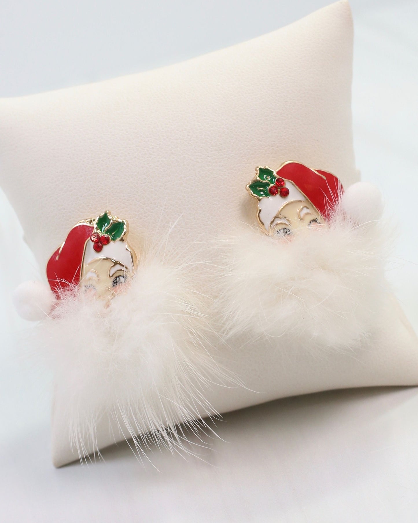 Fuzzy Santa Earring Red