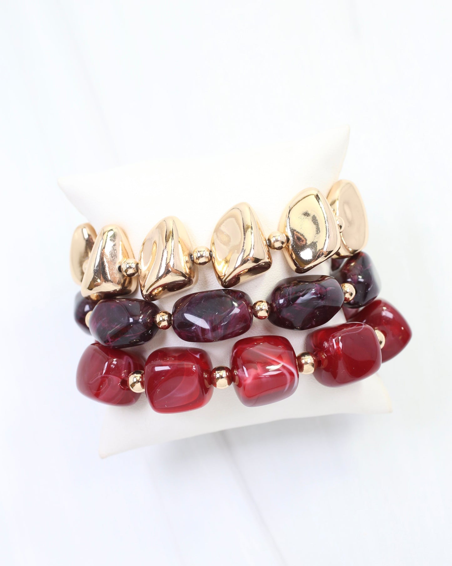 Rayna Beaded Bracelet Set Burgundy