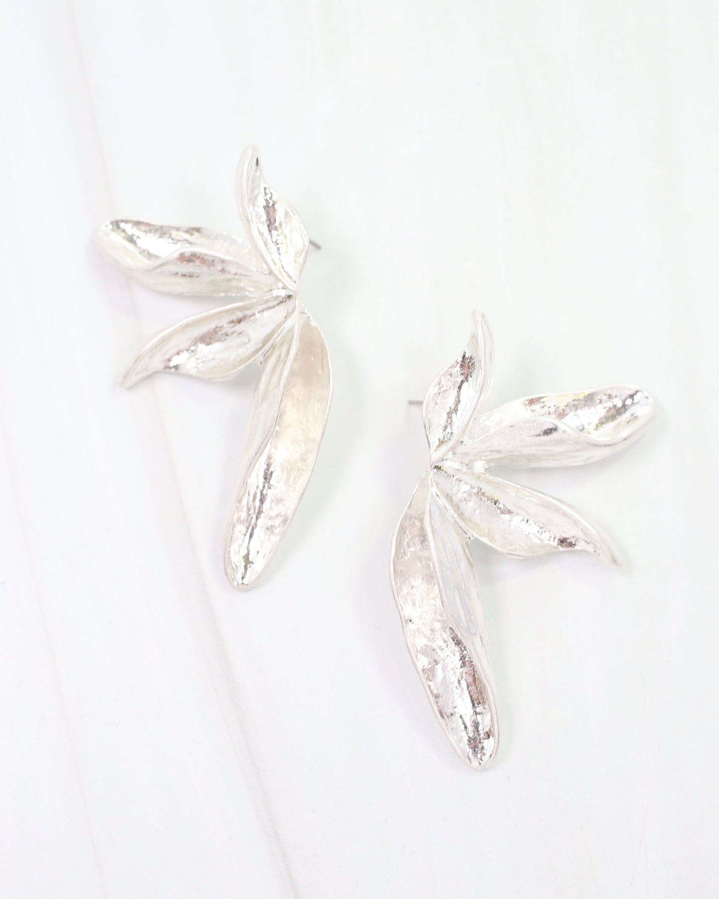 Rennie Flower Post Earring Worn Silver