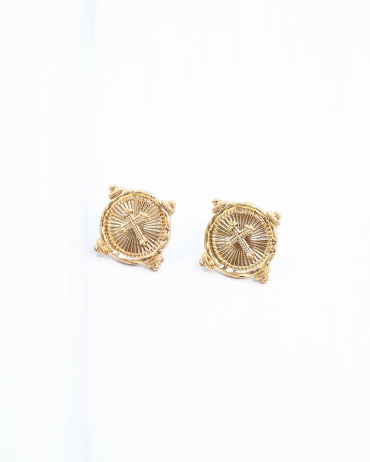 Capitola Cross Stud Worn Gold