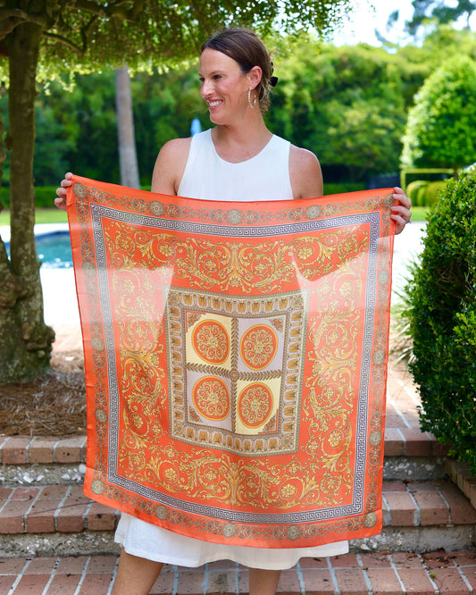 Mylah Medallion Print Scarf Orange