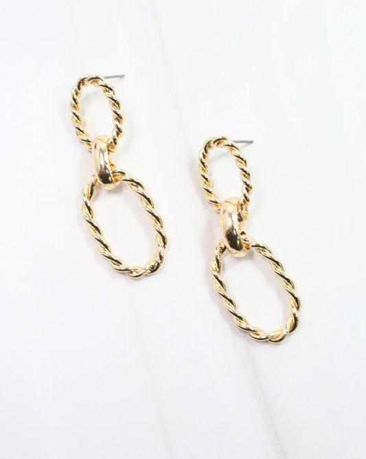 Twin Pines Oblong Hoop Earring Gold